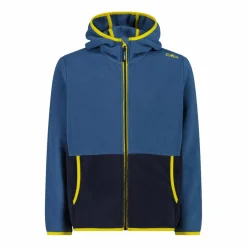 Giacca in pile con zip da bambino color block con cappuccio