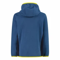 Giacca in pile con zip da bambino color block con cappuccio