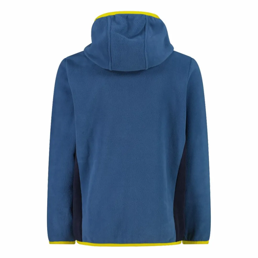 Giacca in pile con zip da bambino color block con cappuccio