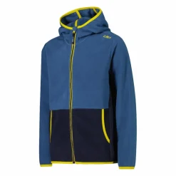 Giacca in pile con zip da bambino color block con cappuccio