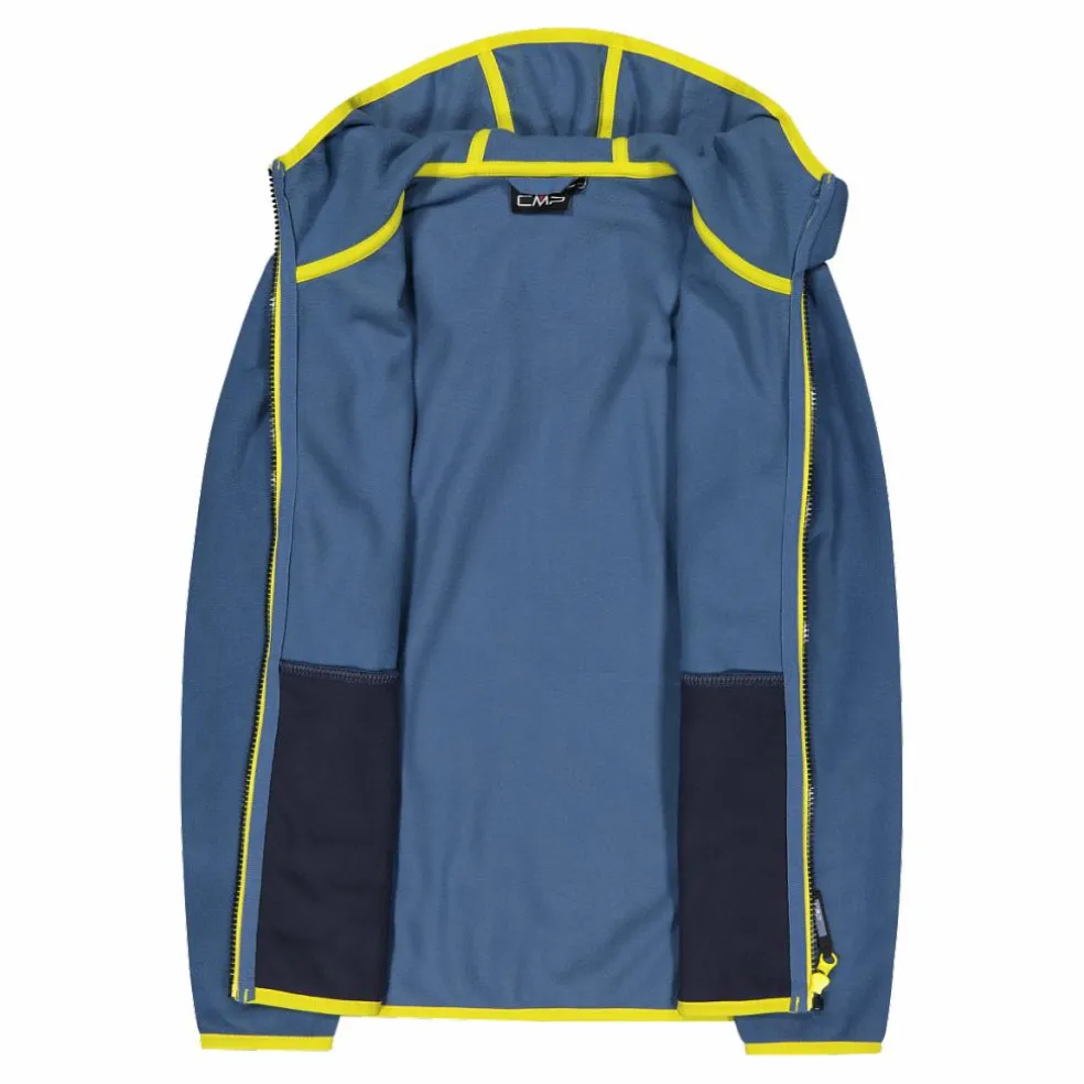 Giacca in pile con zip da bambino color block con cappuccio
