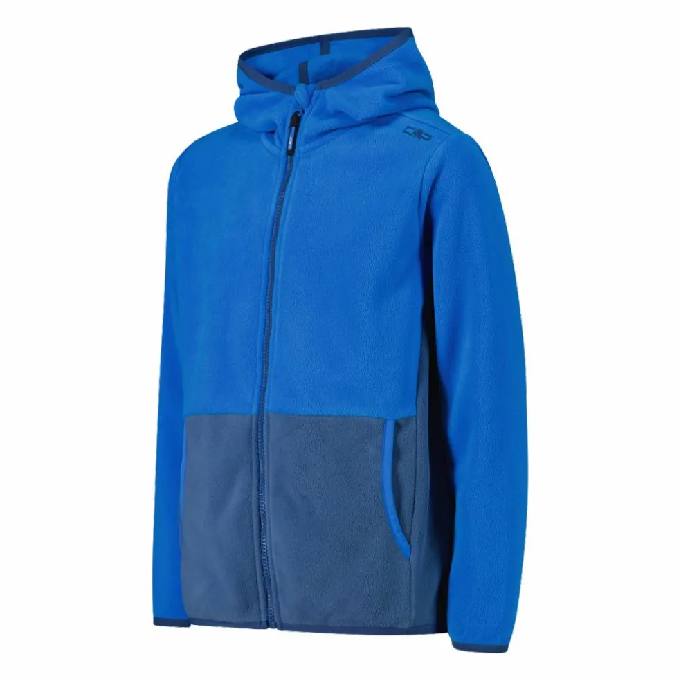 Giacca in pile con zip da bambino color block con cappuccio