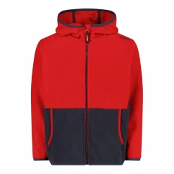 Giacca in pile con zip da bambino color block con cappuccio