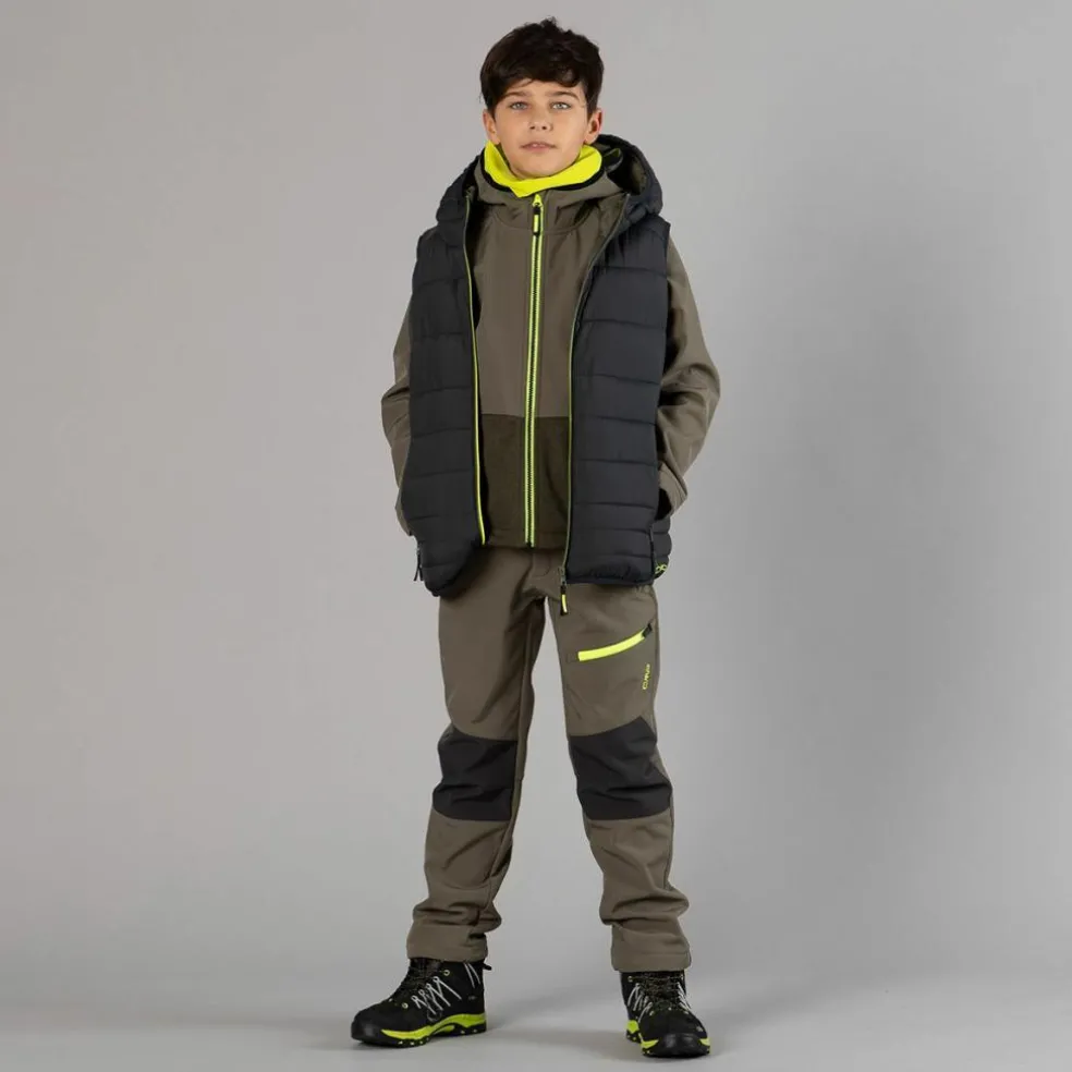 Giacca in pile con zip da bambino color block con cappuccio