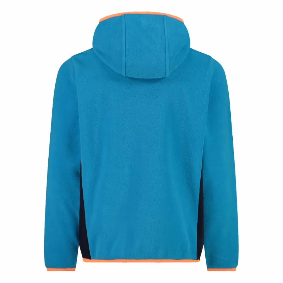 Giacca in pile con zip da bambino color block con cappuccio