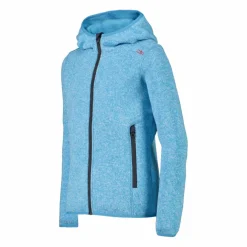 Giacca in pile da bambina in knit-tech mélange con cappuccio
