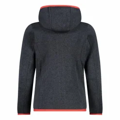 Giacca in pile da bambina in knit-tech mélange con cappuccio