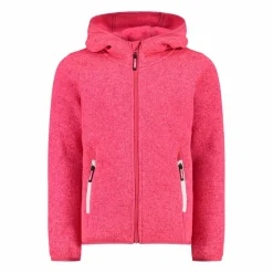 Giacca in pile da bambina in knit-tech mélange con cappuccio