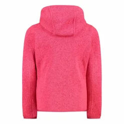 Giacca in pile da bambina in knit-tech mélange con cappuccio