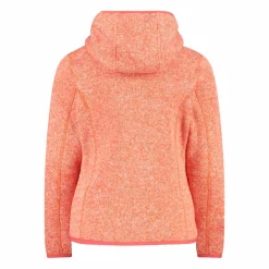 Giacca in pile da bambina in knit-tech mélange con cappuccio