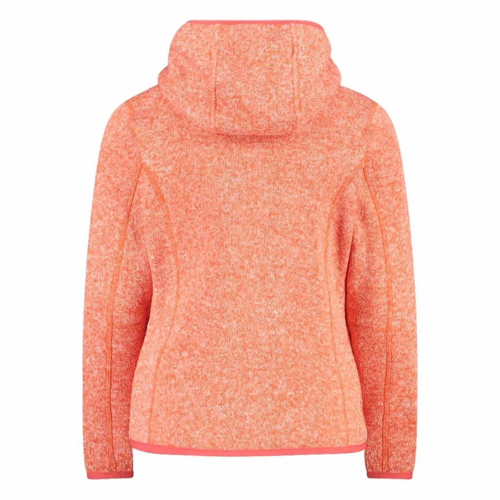Giacca in pile da bambina in knit-tech mélange con cappuccio