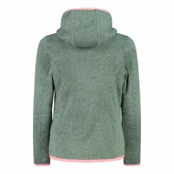 Giacca in pile da bambina in knit-tech mélange con cappuccio