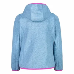 Giacca in pile da bambina in knit-tech mélange con cappuccio