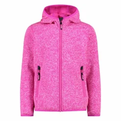 Giacca in pile da bambina in knit-tech mélange con cappuccio