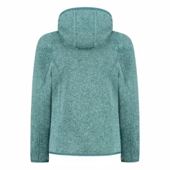 Giacca in pile da bambina in knit-tech mélange con cappuccio