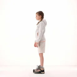 Giacca in pile da bambina in knit-tech mélange con cappuccio