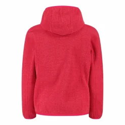 Giacca in pile da bambina in knit-tech mélange con cappuccio