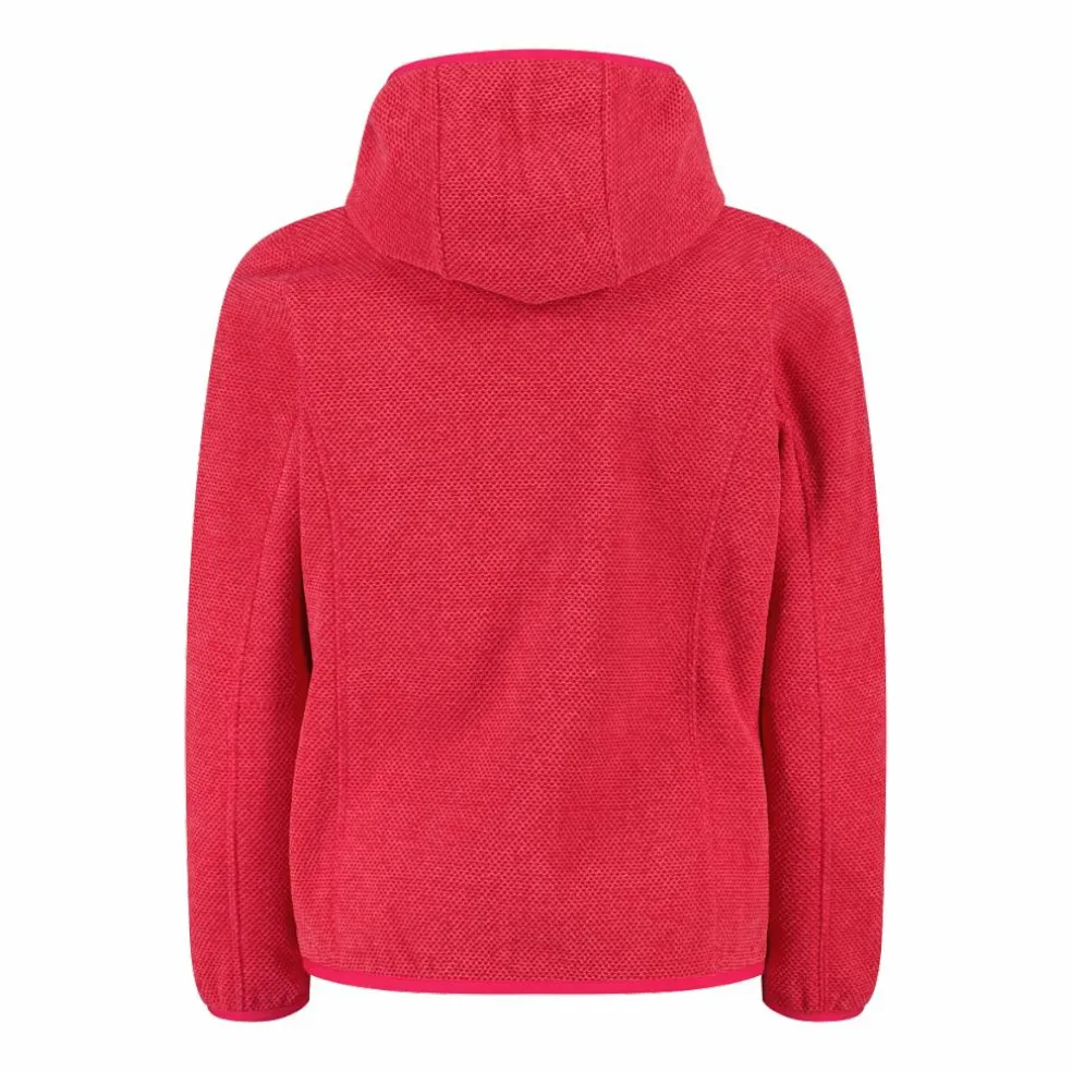 Giacca in pile da bambina in knit-tech mélange con cappuccio