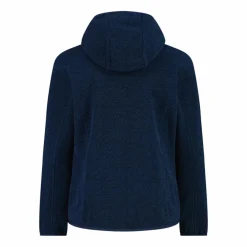 Giacca in pile da bambina in knit-tech mélange con cappuccio