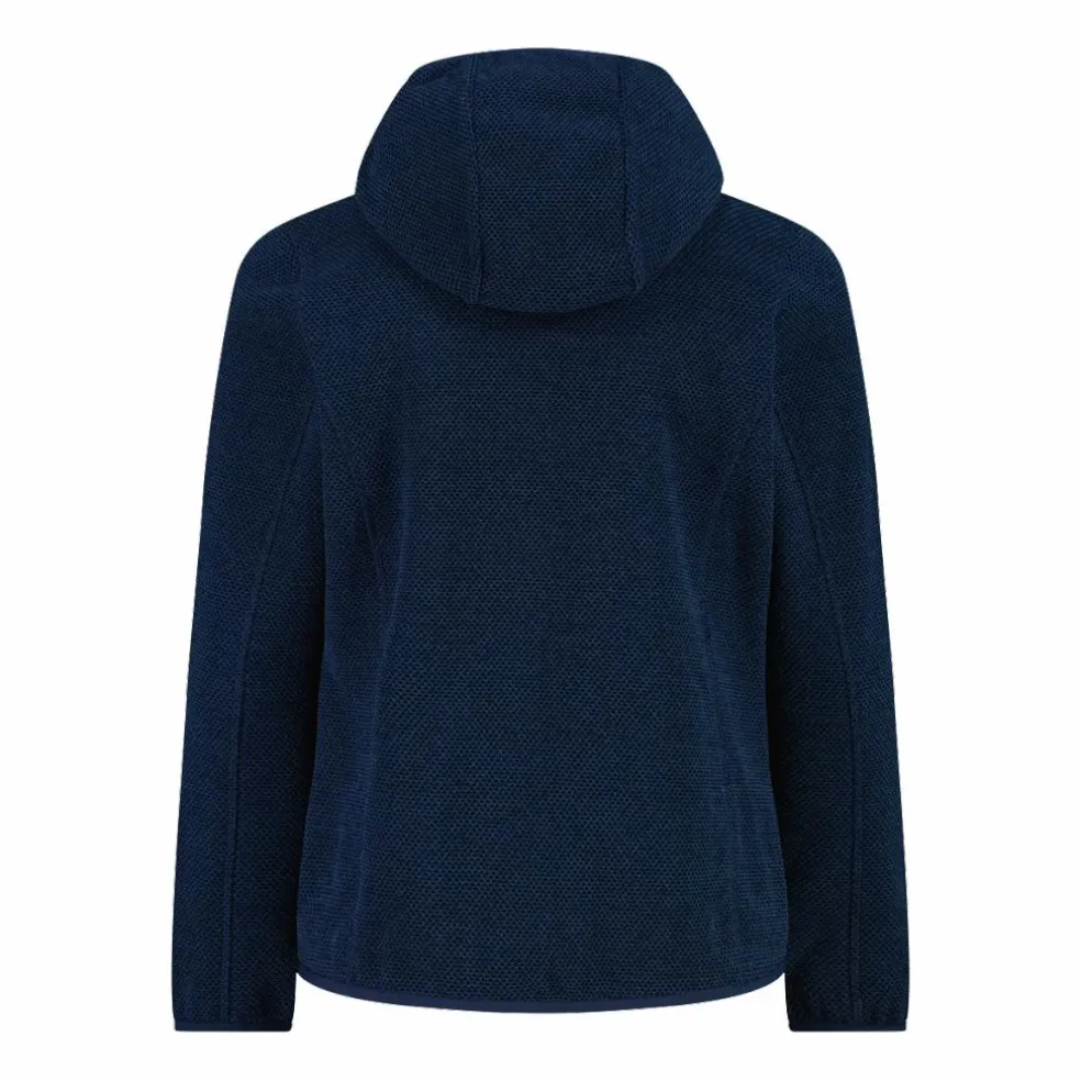 Giacca in pile da bambina in knit-tech mélange con cappuccio