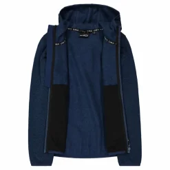Giacca in pile da bambina in knit-tech mélange con cappuccio