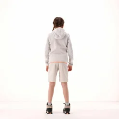 Giacca in pile da bambina in knit-tech mélange con cappuccio