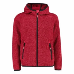 Giacca in pile da bambina in knit-tech mélange con cappuccio