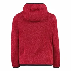 Giacca in pile da bambina in knit-tech mélange con cappuccio