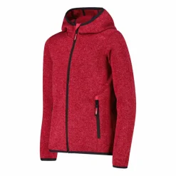 Giacca in pile da bambina in knit-tech mélange con cappuccio