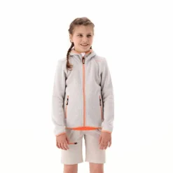 Giacca in pile da bambina in knit-tech mélange con cappuccio