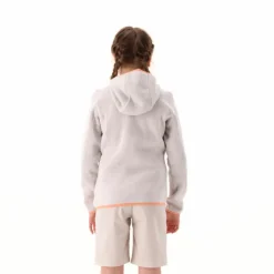 Giacca in pile da bambina in knit-tech mélange con cappuccio