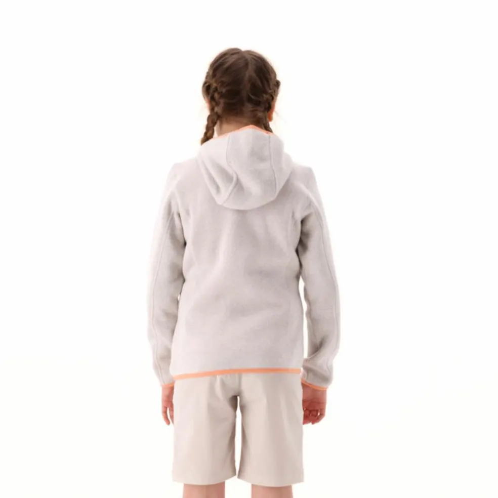 Giacca in pile da bambina in knit-tech mélange con cappuccio