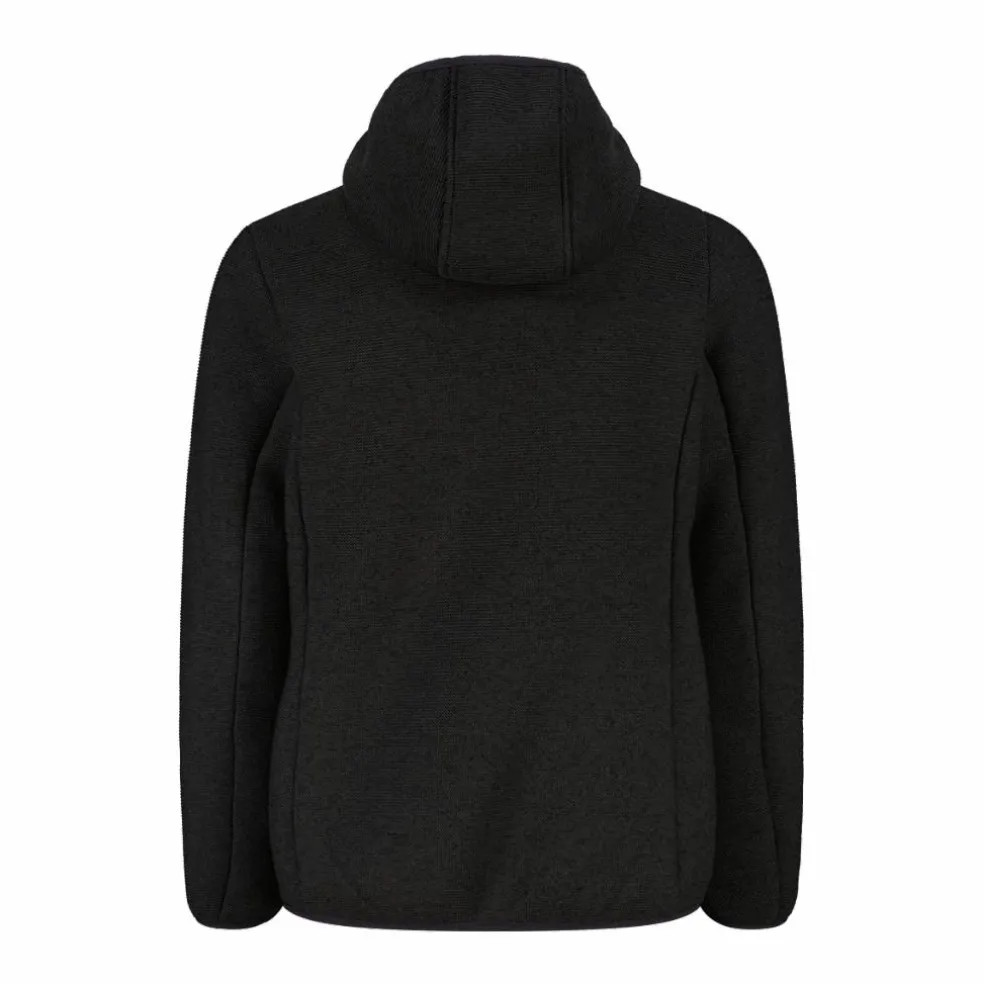 Giacca in pile da bambina in knit tech melange con cappuccio