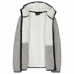 Giacca in pile da bambina in knit tech melange con cappuccio