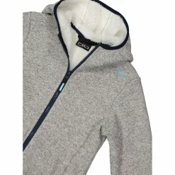 Giacca in pile da bambina in knit tech melange con cappuccio