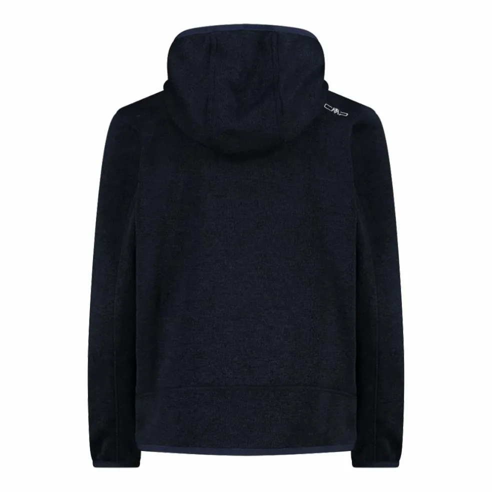 Giacca in pile da bambino in knit-tech mélange con cappuccio