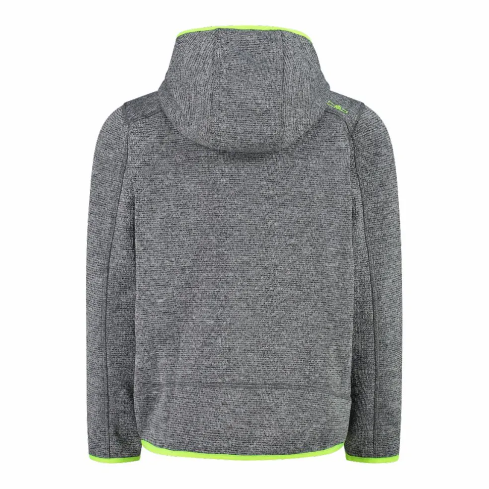 Giacca in pile da bambino in knit-tech mélange con cappuccio