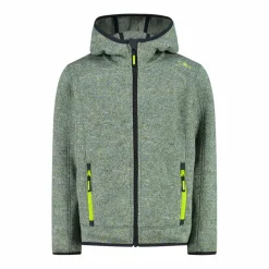 Giacca in pile da bambino in knit-tech mélange con cappuccio