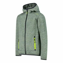 Giacca in pile da bambino in knit-tech mélange con cappuccio