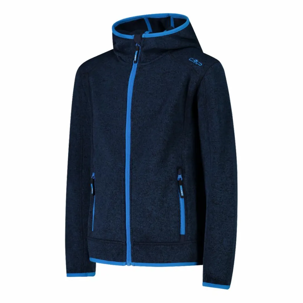 Giacca in pile da bambino in knit-tech mélange con cappuccio