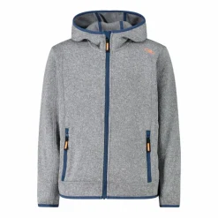 Giacca in pile da bambino in knit-tech mélange con cappuccio