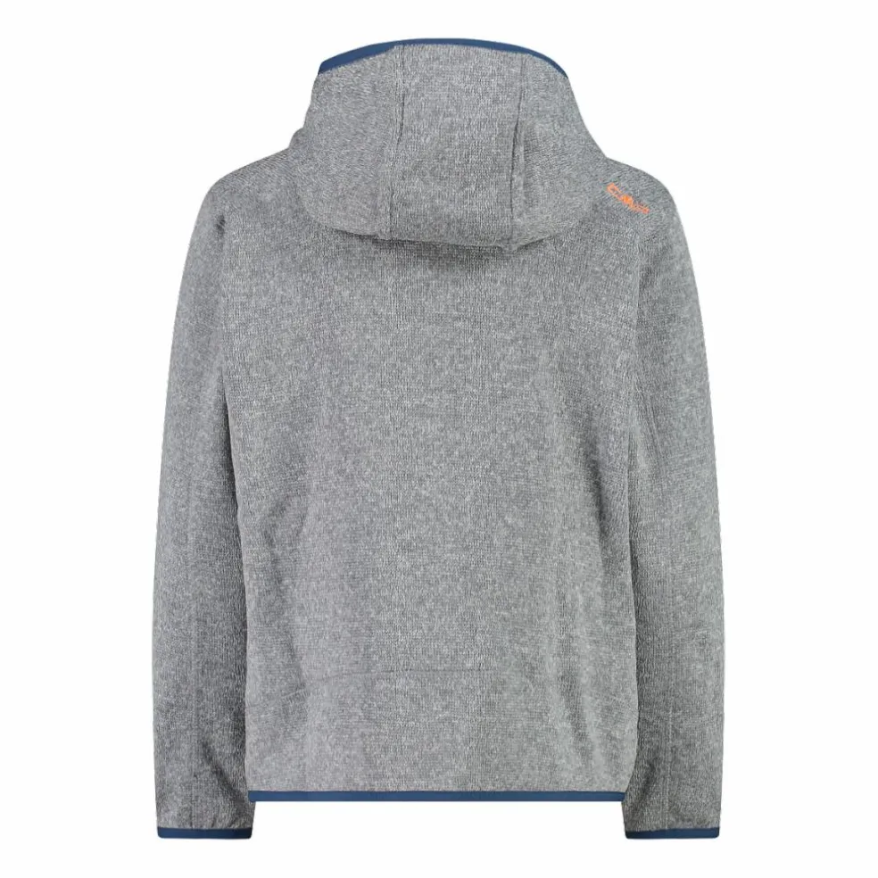 Giacca in pile da bambino in knit-tech mélange con cappuccio