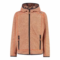 Giacca in pile da bambino in knit-tech mélange con cappuccio