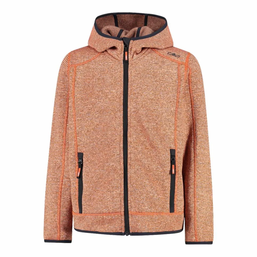 Giacca in pile da bambino in knit-tech mélange con cappuccio