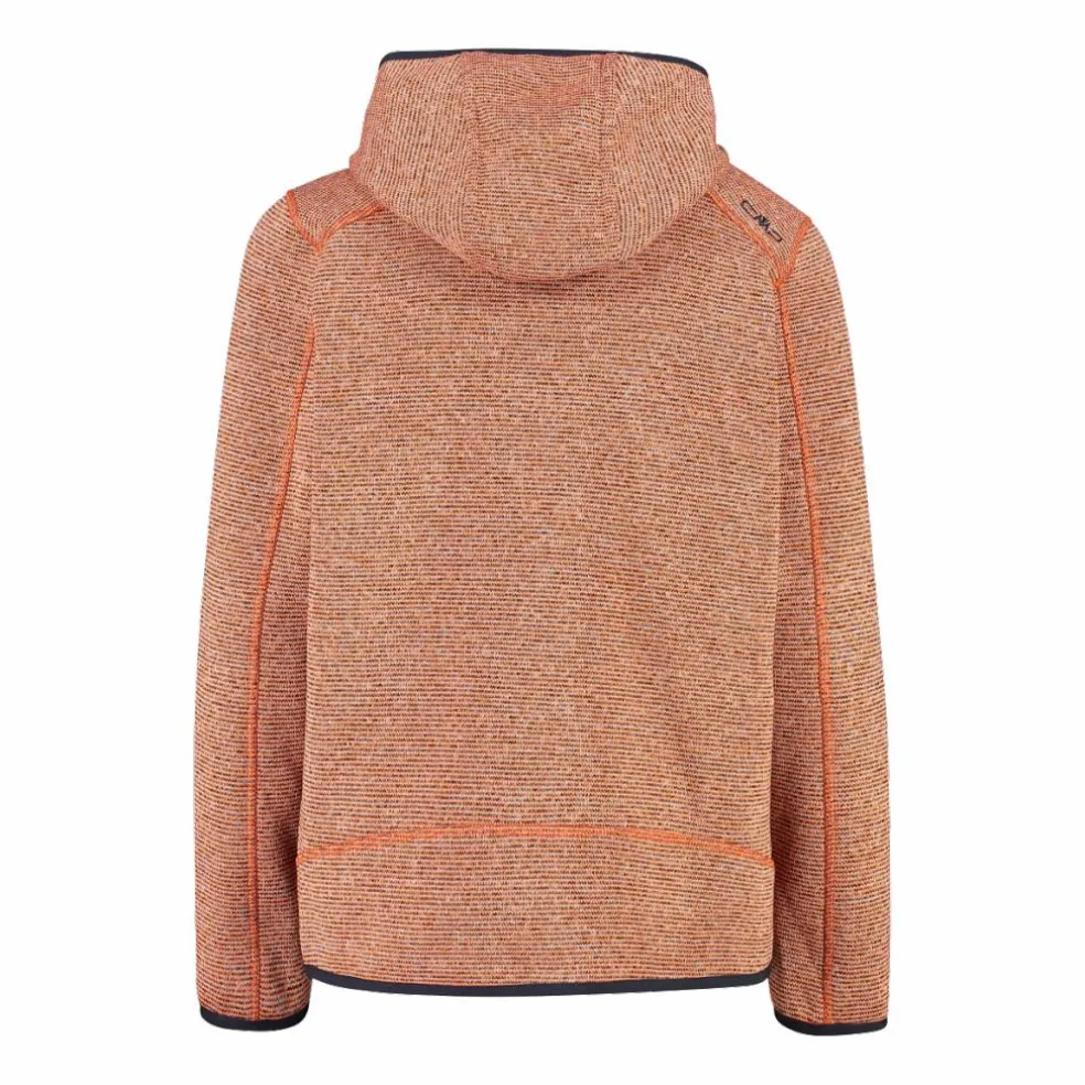 Giacca in pile da bambino in knit-tech mélange con cappuccio