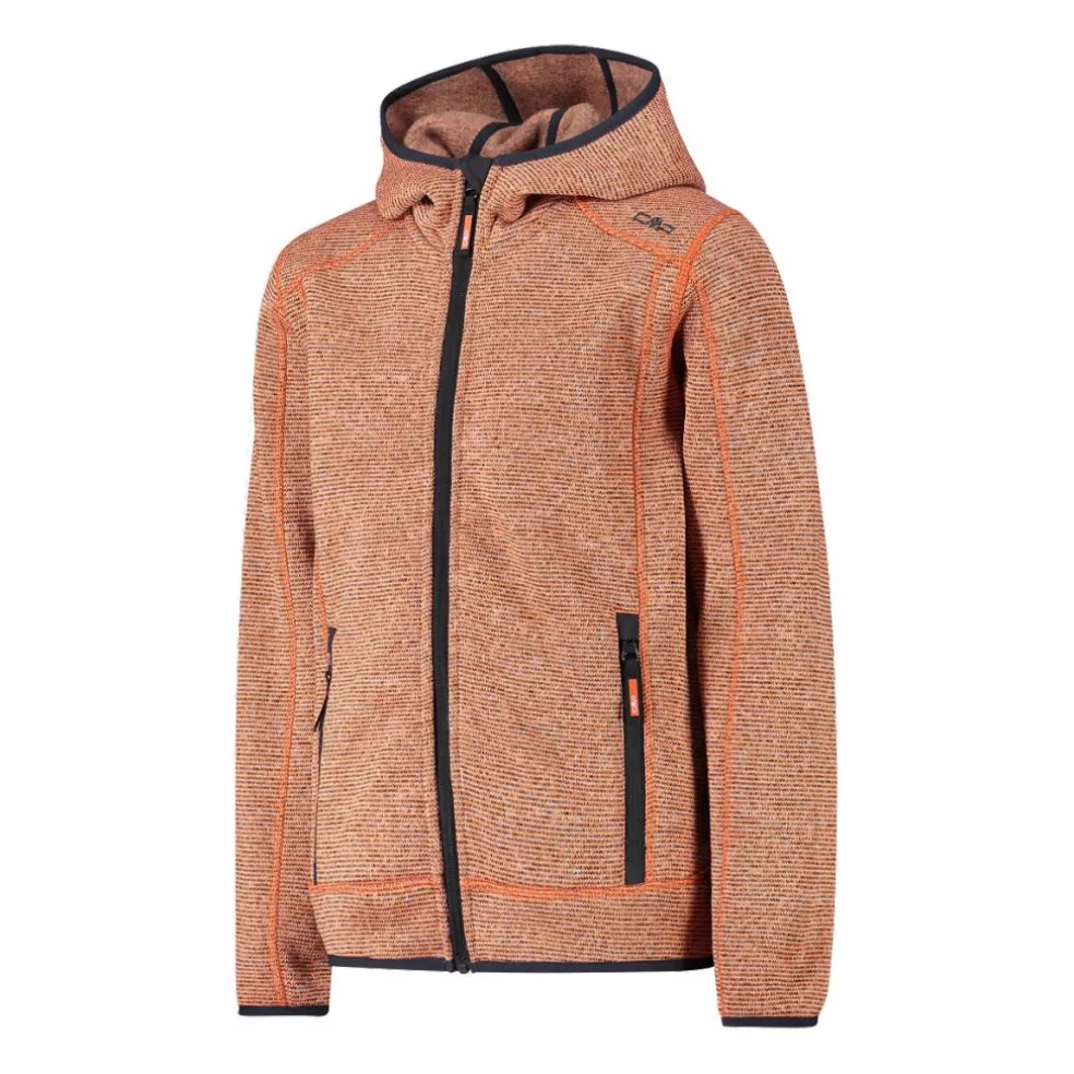 Giacca in pile da bambino in knit-tech mélange con cappuccio