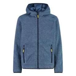 Giacca in pile da bambino in knit-tech mélange con cappuccio