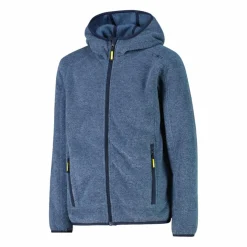 Giacca in pile da bambino in knit-tech mélange con cappuccio