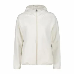 Giacca in pile da donna con cappuccio in knit tech melange