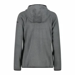 Giacca in pile da donna con cappuccio in knit tech melange